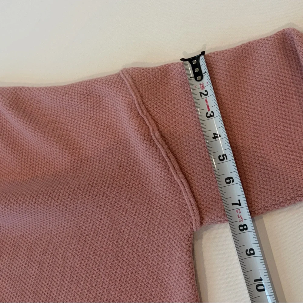 Merokeety Blush Pink Exposed Hem Sleeve Ribbed Stretchy Button-Up Cardigan Large - Picture 10 of 15